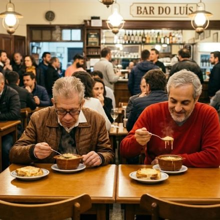 Dalton Trevisan e José Roberto Torero, no Bar do Luís. Imagem gerada por IA.