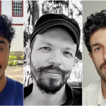 Os autores Abáz; Marcus Groza e Leonardo Piana, vencedores do Prêmio Sesc 2025