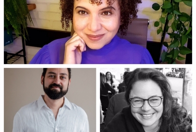 Os vencedores do Prêmio Cepe de Literatura: Lindevania Martins (no centro), Paulo Marcelo Fehlauer e Lilian Sais