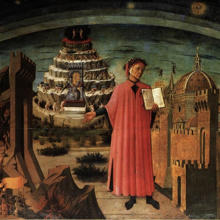 Dante Alighieri em pintura de Domenico di Michelino