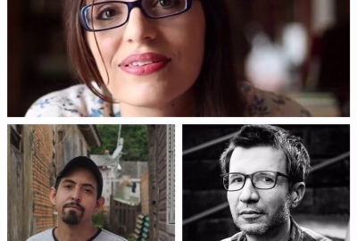 Os finalistas do Prêmio Minuano de Literatura: Mariana Ianelli, José Falero (à esquerda) e Luís Roberto Amábile